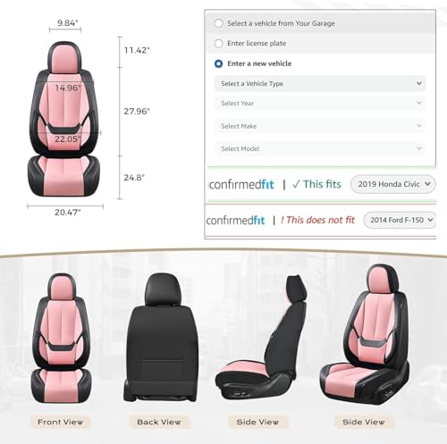 Image of Coverado Car Seat Covers, Front Covers for Cars, Car Seat Cover Front Seats, Automotive Seat Cover, Waterproof, Leather Car Seat Cushion, Universal Interior Seat Protectors for Most Cars