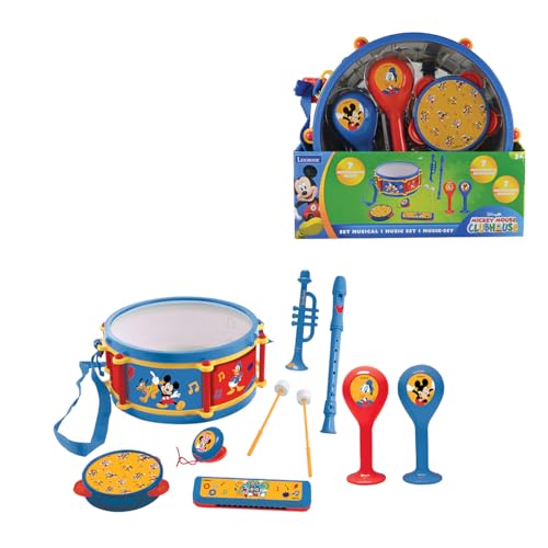 Lexibook, Set Musical 7 Piezas Mickey Mouse, Azul, Rojo, K360MCHLXB