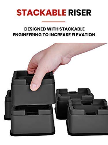 Iprimio Stackable Furniture Risers, Fits Caster Wheels - Square, 2 Inch Lift, Heavy Duty, 6 Pack, Up To 8000Lbs - Bed Raising Blocks - Safe, Sturdy Bed Lifts For College Dorm Rooms, Couches, Desks #TOP2