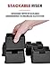 iPrimio V Shape Black Square Bed & Furniture Riser – 2 Inch Lift and Supports Over 8,000 Pounds – Anti Slip Grip to Castor Wheels - for Couch, Desk, Tables, Chairs-Floors, Stackableace (6, Black)
