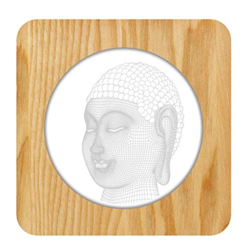 Lampe de chevet 3D Bouddha Lampe de table en bois massif acrylique Convient pour salon, chevet, chambre d'hôtes, salle d'exposition
