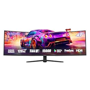 Viewedge 49" FHD Curved Gaming Monitor - PC VA Monitor 5120x1440 1500R, 120Hz / 0.5ms (GtG, Min.), Adaptive-Sync - DP, HDMI