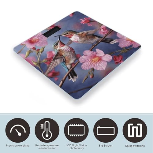 Báscula digital para baño con diseño de colibríes y capacidad 400 lb miniatura 3