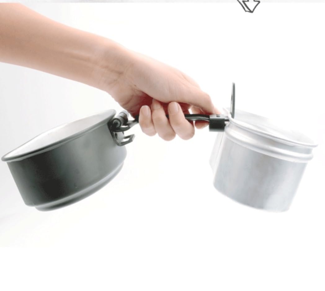 Kempingowa Naczyń 3 W 1 Outdoor Camping Lunch Box Zastawa Stołowa Piesze Wycieczki Piknik Survival Garnek Miska Przenośny Zestaw Naczyń Kuchennych Na Piknik Wędrówki