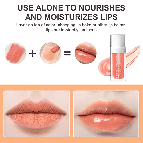AOOWU Plumping Lip Oil Tinted, Moisturizing Lip Oil Long Lasting Nourishing Lip, Hydrating Lip Gloss Tint Lipstick for Women, Glitter Shine Liquid Lipstick, Lip Glaze Makeup Cosmetic - Image 3
