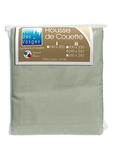 Nuit des Vosges 2188134 Cotoval Housse de Couette Uni Coton Gris Souris 220 x 240 cm