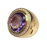 Huge Natural Amethyst Gold Bishop Ring (Ring Size 12.5)