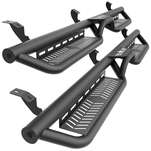 SOENBOO Running Boards Side Steps Compatible with 2005-2023 Toyota Tacoma Double Cab & Crew Cab (4 Full-Size Doors) Heavy-Duty Two Stair Design Side Rails Nerf Bar Rock Sliders Textured Black-Star