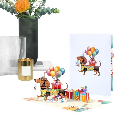 XIAYANG 犬の誕生日カード - 紙のバースデーカード | 3Dポストカード 装飾用 男性 女性 子供 ママ 集会用 ギフト