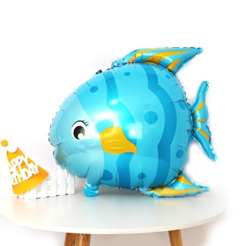 Image of Rozi Decoation Blue Fish Shape Aluminium Foil Balloon for Birthday Parties Decoration, Ocean Theme Party Decor Balloon for Kids Celebration & Baby Shower Pack of 1 Pcs