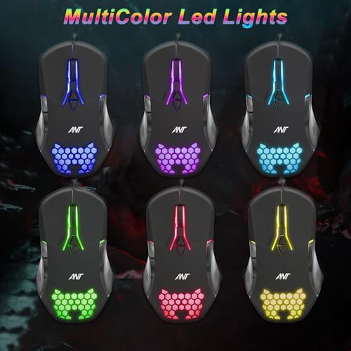 Image of Ant G30 Gaming Mouse, Wired Mouse with RGB Backlit and Adjustable DPI, Ergonomic Office Laptop Mouse, Computer Gamer Mouse with 7 Responsive Buttons for Windows /Mac /Linux /Chrome