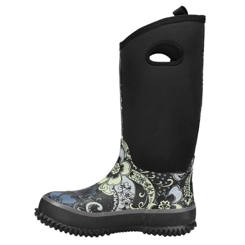 ROPER Womens Barnyard 12 Inch Floral Round Toe Rain Casual Boots Mid Calf - Black3