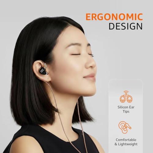 Image of Amazon Basics Pro Series in Ear Earphone with Mic | 3.5 mm Plug | Dual 10mm Dynamic Drivers | 4-Level Tuning Switch | OFC Flat Cable | 3.5mm Plug | for Audiophiles & Musicians | Black