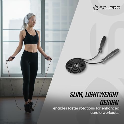 Image of Solpro Ascend Adjustable Jump Rope Skipping Rope for Men, Women, Kids, Athletes | Unisex, Tangle-Free, Non-Slip, Durable | Ideal for Fitness, Cardio, Agility & Gym Workouts