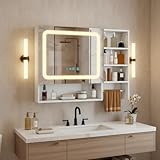 【MATÉRIAU ÉTANCHE ET DESIGN POLYVALENT】​Conçu en MDF haute densité et laqué résistant à l’humidité, ce miroir de salle de bains s’installe aussi bien dans les pièces humides (salle de bains, cuisine) que les espaces lifestyle (appartements, hôtels). Son fini blanc élégant s’harmonise avec tous les styles, du moderne au contemporain