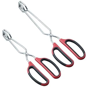 HINMAY Stainless Steel Scissor Tongs 10-Inch and 12-Inch Set, Set of 2