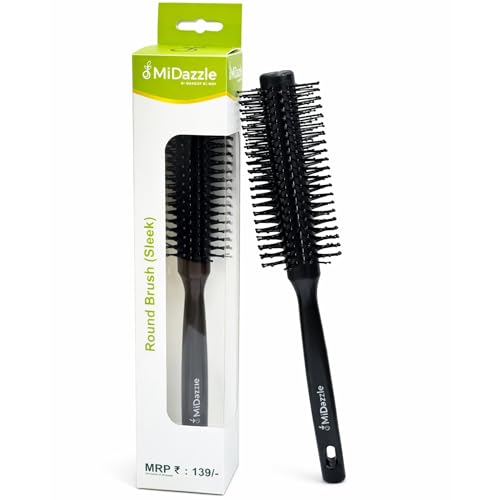 Premium Round Hair Brush | Styling, Detangling and Grooming for Men and Women | Straightens & Detangles Curly Hairs | Reduces Hair Breakage and Promotes Hair Growth | Best Hair Brush for All Hair Types (MIHB0043)
