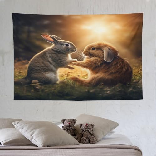 Lapin tapisserie murale grande taille pour décoration chambre esthétique