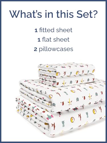 Image of Kids Full Size Animals Bed Sheets - 4 Piece Kids Animals Sheet Set