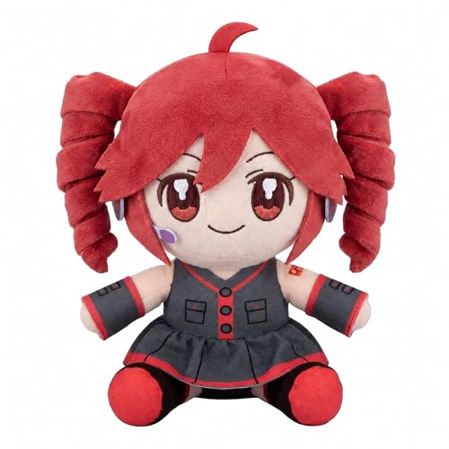 Image of Collectible Pink Drill Twin Tail Girl Plush 22cm, Cute Anime Plush Character with 3D Twin-Drill Hair, Red and Black Outfit Figure Stuffed, Soft Anime Plushie Pillow Gift for Fans & Collectors