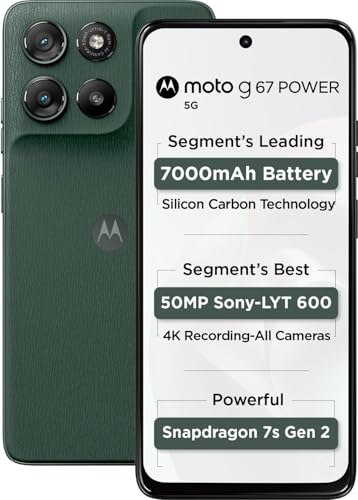 Image of Motorola G67 Power 5G (Pantone Cilantro, 8GB RAM, 128GB Storage) | 6.7 inch FHD+ 120Hz LCD Display | Snapdragon 7s Gen2 Processor | 50MP + 8MP UW Camera | 7000mAh Battery with 30W Charger | IP64