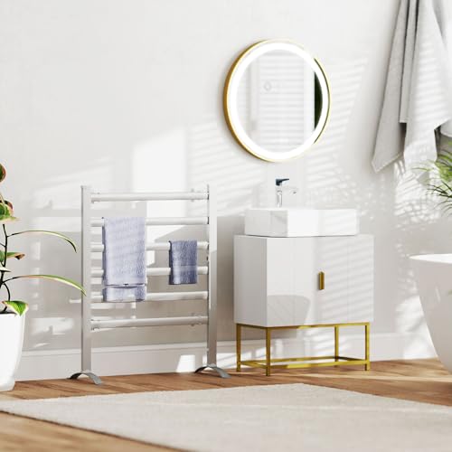 kleankin Round Bathroom LED Mirror, Dimmable Lighted Wall-Mounted Mirror with 3 Temperature Colours, Time Display, Memory Function, Hardwired, Gold - Cosy Home Interiors kleankin Round Bathroom LED Mirror, Dimmable Lighted Wall-Mounted Mirror with 3 Temperature Colours, Time Display, Memory Function, Hardwired, Gold - Image 8