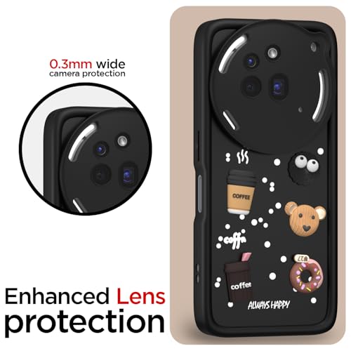 Image of Outlouders Back Cover for Nothing Phone 3a Pro 5G | 3D Cartoon Bear Cute Fun Silicone Full Body Protection Bumper Case (Black)