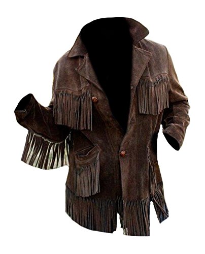 Classyak Men's Western Cowboy Suede Jacket Suede Brown