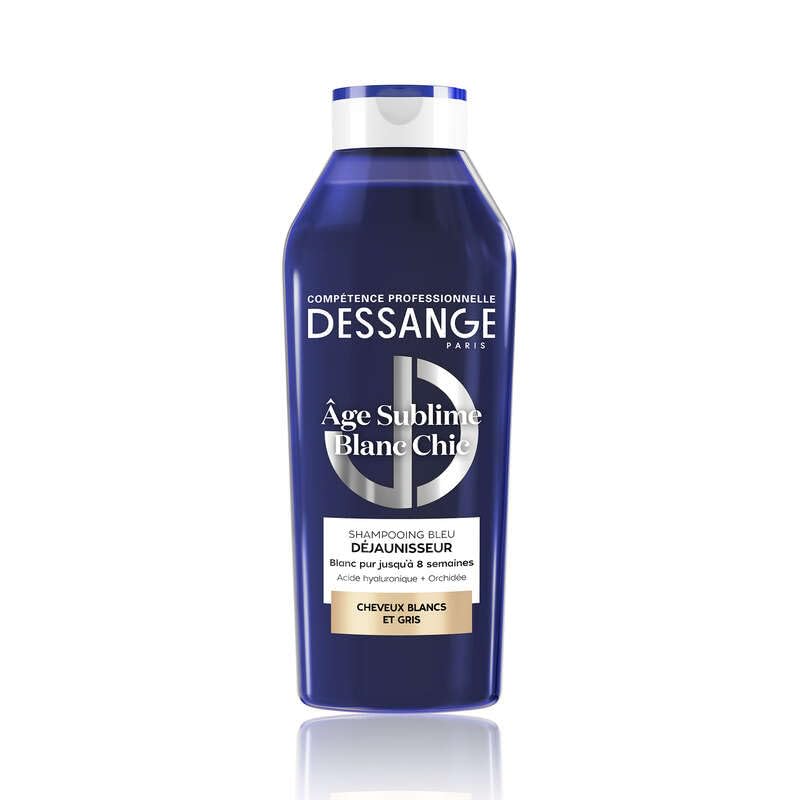 DESSANGE - Blaues Shampoo zum Entgilben des Alters Sublime Blanc Chic – Formel angereichert mit Hyaluronsäure & Orchideenextrakt – neutralisiert gelbe Reflexe – weißes & graues Haar – 280 ml