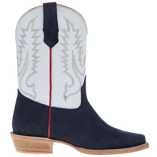 R Youth Navy Rough Out with Winter White Shaft Cutter Toe Boot4