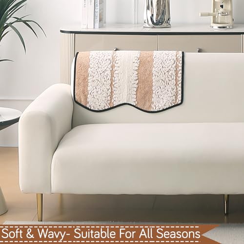 Image of HOKIPO Luxury Wavy Sofa Backrest Cover Mat 55x80 cm | Pack of 1 Anti Slip Backrest Mat, Desert Brown (AR-6218-BR)