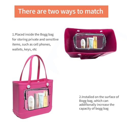 4 Packs Clear Insert Bag for Bogg Divider Accessories Rubber Tote Bag Accessories Beach/Organizer Cosmetic Bags for Women4