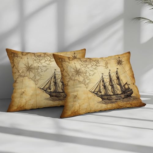 Housse de couette carte au trésor 220x240 cm pirate gris foncé pour lit double