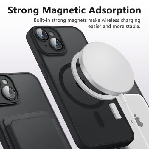 Image of Tobfit Magnetic Case for iPhone 14 Compatible with Mag Safe, Translucent Matte Back Slim Shockproof Phone Cover for iPhone 14