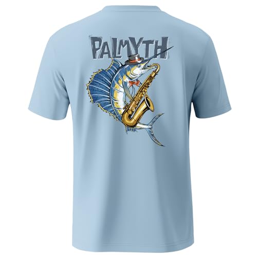 Palmyth Men's Fishing Shirt Short Sleeve Sun Protection UV UPF 50+ SPF T-Shirt