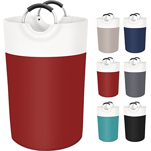 Image of BlissTotes 115L Laundry Basket, Freestanding Collapsible Hamper, Red | Collapsible Dirty Clothes Hamper, Foldable Laundry Bag for Dorm, Waterproof Fabric, Padded Aluminum Handles