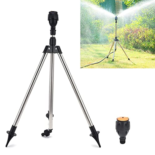 Rotating Tripod Sprinkler, 360 Degree Automatic Rotating Irrigation Watering Sprinklers, Stainless Steel Tripod Telescopic Support Sprinkler, For Household Automatic Irrigation (Tripod + Mag Nozzle) #TOP9