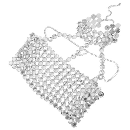 Top halter metálico para mujer sujetador de gemas y espalda descubierta acrílico