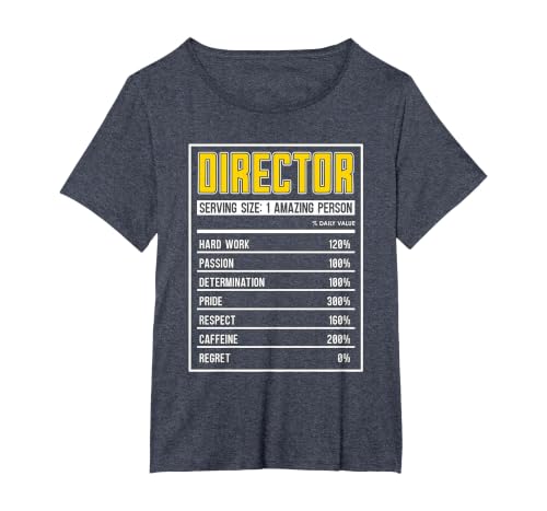 Director Nutrition Facts Executive Producers Film Director T-Shirt, Women's Plus, Heather Blue, 2X