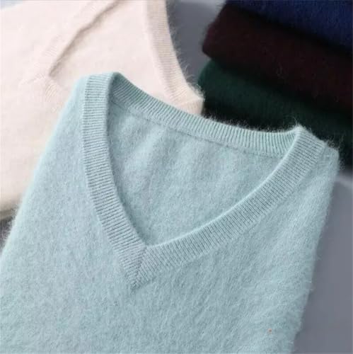 Mens 100 Percent Cashmere V Neck Pullover Long Sleeve Knitted Sweater Business Loose Fit Jumper Top2