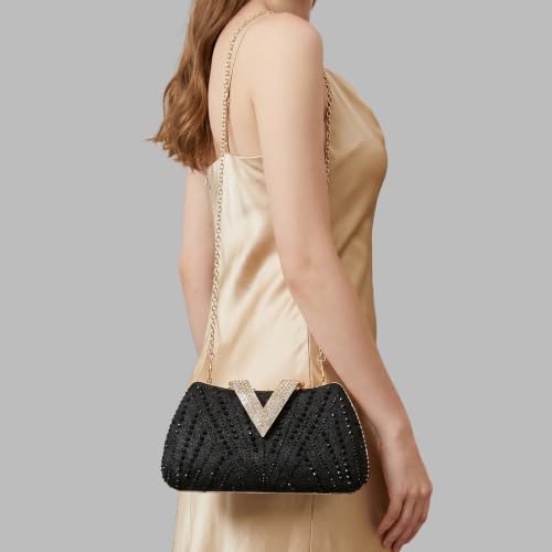 Image of SH Clutch Purse Rhinestone Clutch Purses for Women Glitter Prom Purse