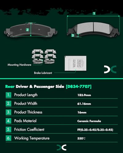 Image of SCITOO D1092 D834 8PCS Front Semi-Metal Rear Ceramic Brake Pad Sets | Fit For GMC For Sierra 1500 2005-2007