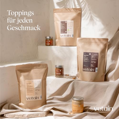 VETAIN Bio Erdnussmus Cremig 500g - 100% Bio-Erdnüsse - vegane Erdnussbutter - reich an Protein & Ballastoffen - ohne Zucker & Palmöl - perfekt als Topping für Müsli, Porridge oder als Brotaufstrich