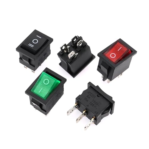 Interruptor basculante KCD1 de 3 pines y 6A 250V CA con luz piloto roja para automoción 5