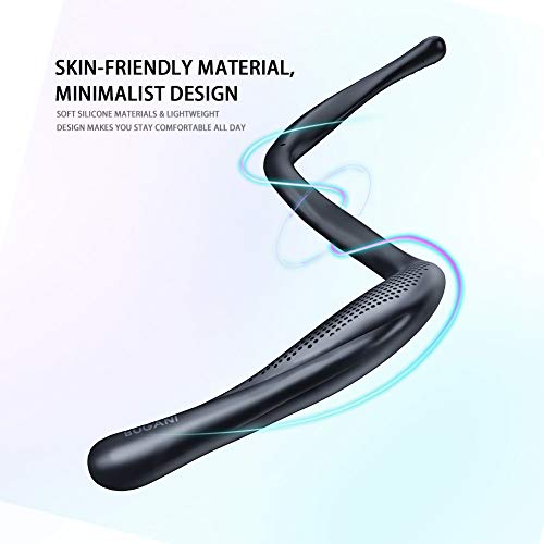 Bugani Neckband Bluetooth Speaker, Wireless Neck Speaker True 3D Stereo Sound, Lightweight Personal Body Speakers With 24H Playtime, Waterproof Shoulder Speaker Built-In Mic, Comfortable Design, Black #TOP1