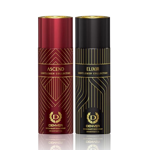 Image of DENVER Gentlemen Collection Elixir & Ascend Deodorant For Men - 200ML Each, Pack of 2| Long Lasting Deodorant Body Spray For Men