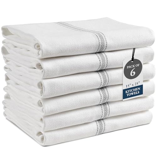 LANE LINEN Kitchen Towel Set, 6 Pack Dish Towels for Kitchen, 100% Cotton Absorbent Tea Towels, Quick Dry, 14