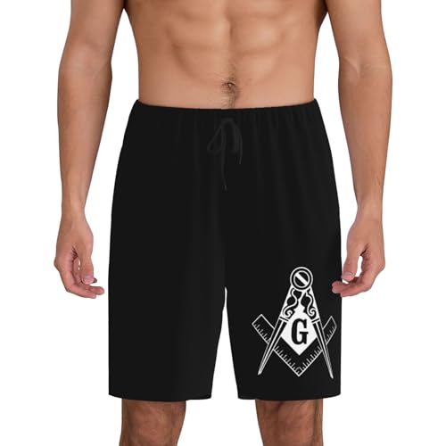 Masonic Symbols Pajama Shorts for Men, Men's Pajama Bottoms, Sleepwear for Summer