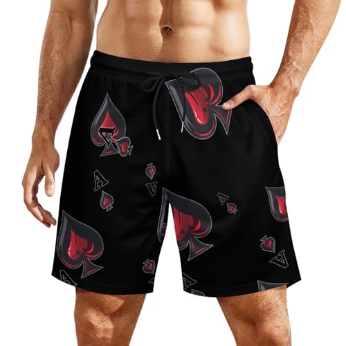 Aceess Cards Poker Men's Swim Trunks Quick Dry Board Shorts Swim Shorts Swimwear with Compression Liner