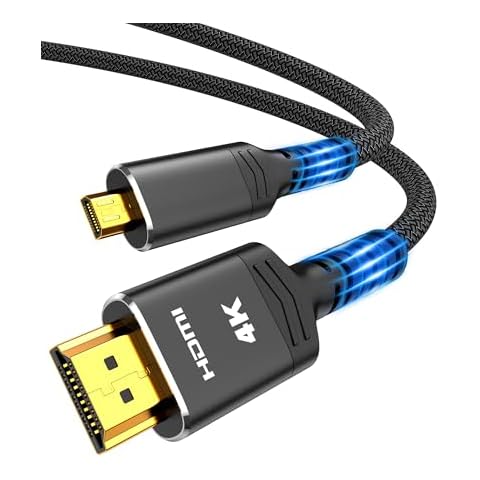 Highwings 4K Micro HDMI to HDMI Cable 10 FT, Micro Male to HDMI Male Cable Nylon Braided Cord Adapter 2.0 4K@60HZ 2K@165HZ 18Gbps Compatible with Laptop Camera Monitor HDMI to Micro HDMI Black Cover